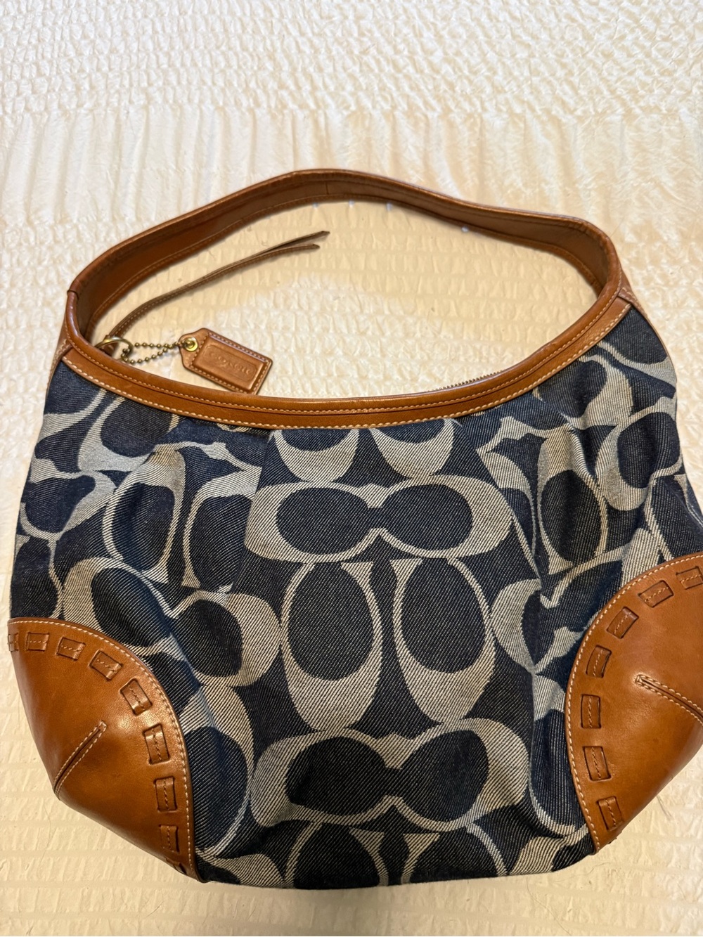 Y2K Coach Signature Denim Ergo Shoulder Bag